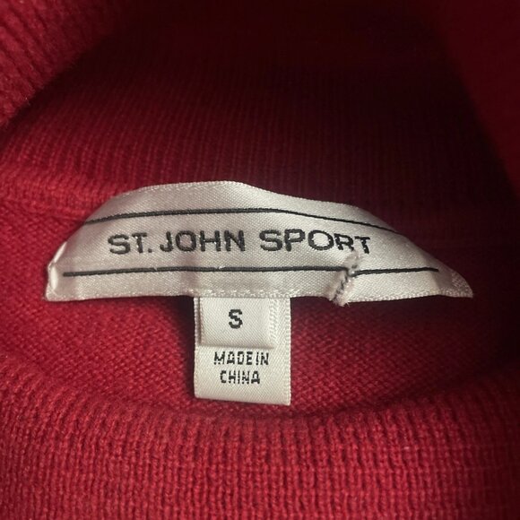 St John Red Cashmere Sweater Top Size S Sleeveless Ruffled Mock Neck Fall 2010 - Picture 10 of 10